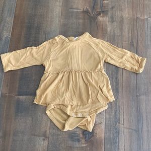 spearmint loved skirted onsie in mustard